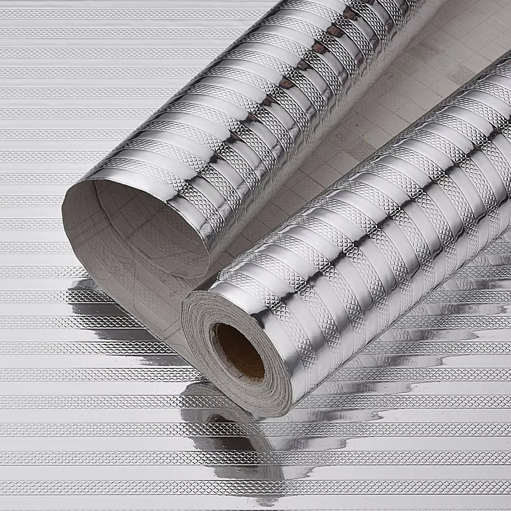 Silver Self-Adhesive Waterproof Heat-Resistant Wallpaper Sticker Peel & Stick Wallpaper Qme 6 40cmX10m