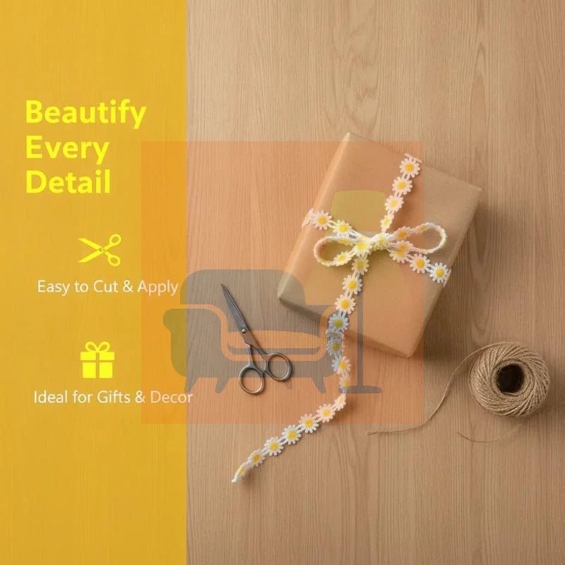 White Yellow Embroidered Lace Trim – Soft Polyester DIY Fabric Embroidered Lace Trim Qme