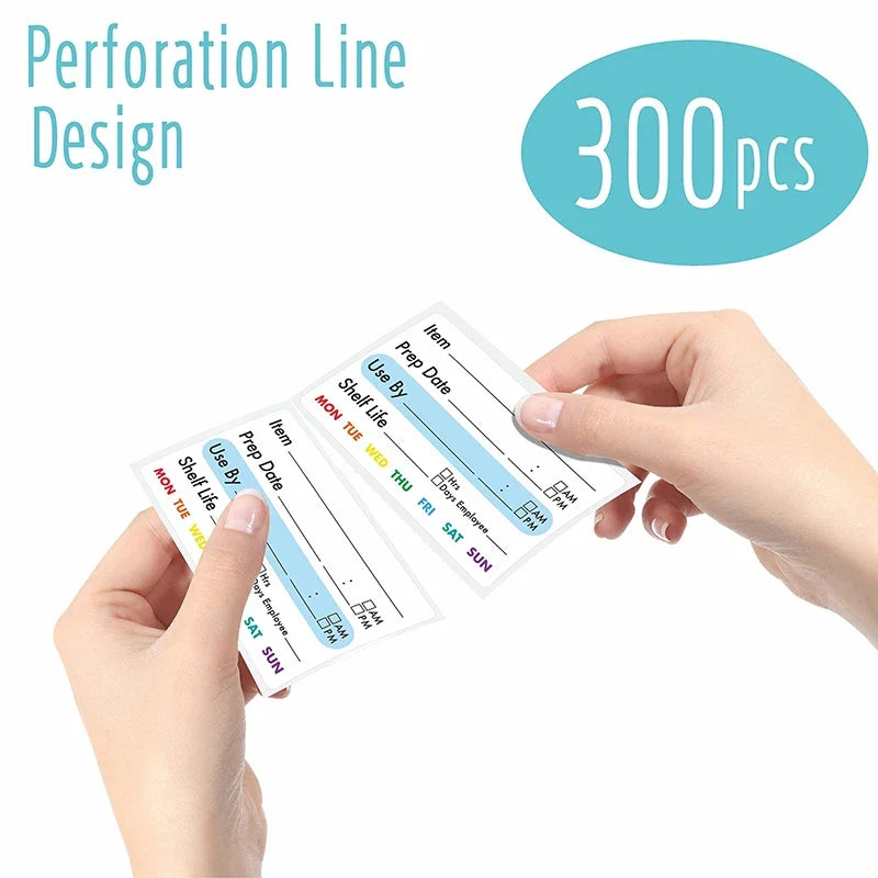 300pc Roll Kitchen Date Food Labels – Self-Adhesive Stickers Food Date Labels Qme
