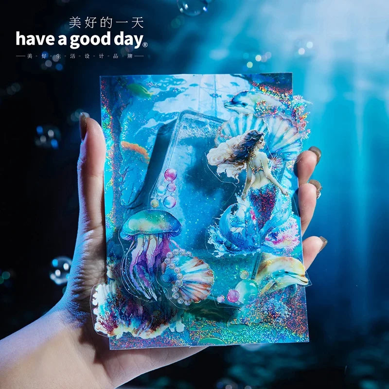 PET Blue Ocean Landscape Stickers – DIY Scrapbooking & Crafts Decorative Craft Stickers Qme