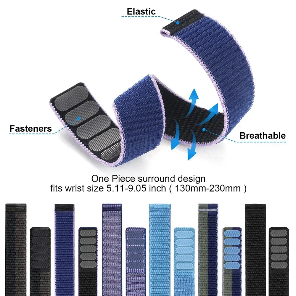 Nylon Hook Loop Watch Strap for Garmin Fenix 6 5 7 Epix 2 Nylon Watch Strap Qme