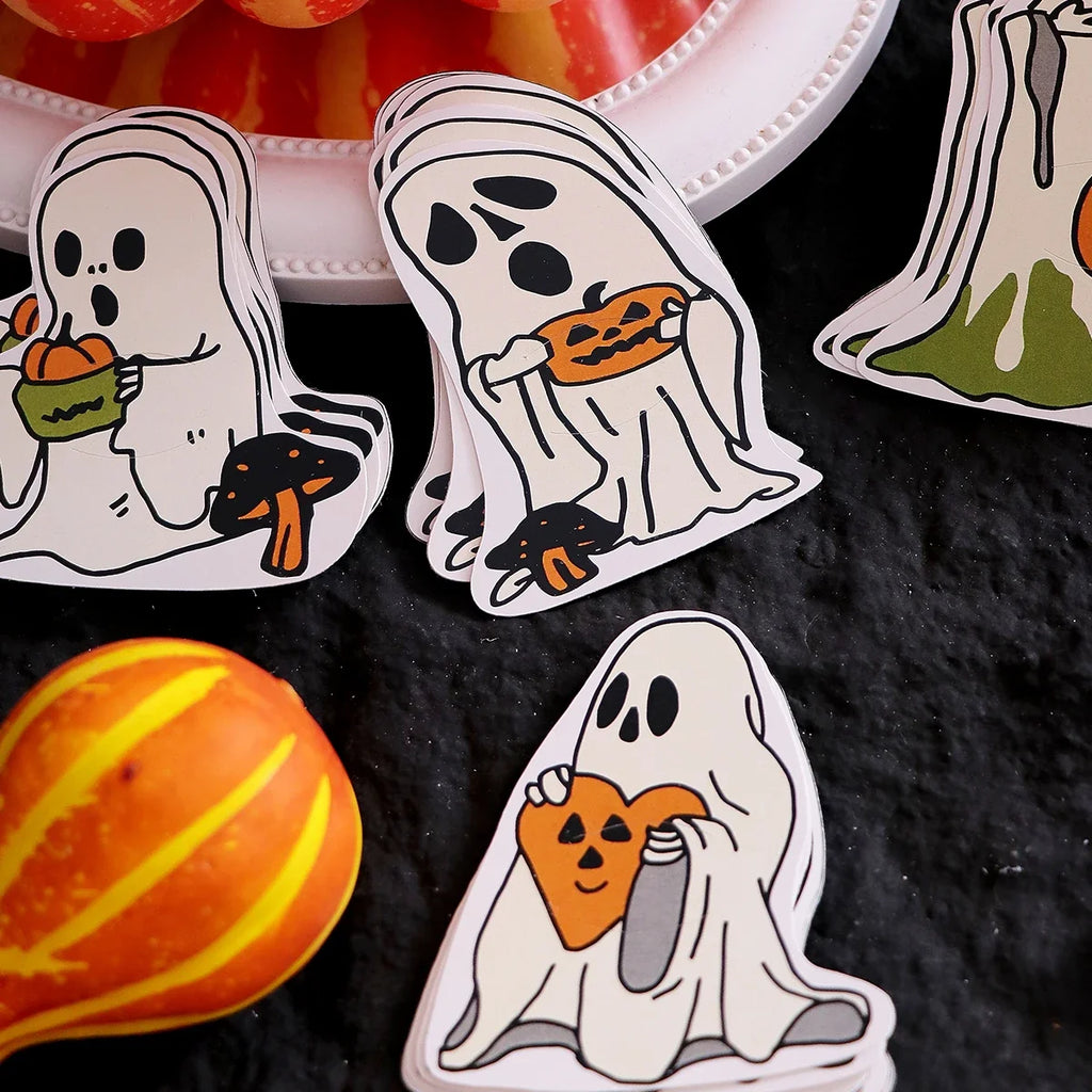 Halloween Lollipop Cards 30-Pack – 5 Ghost Designs for Kids Halloween Party Favors Qme