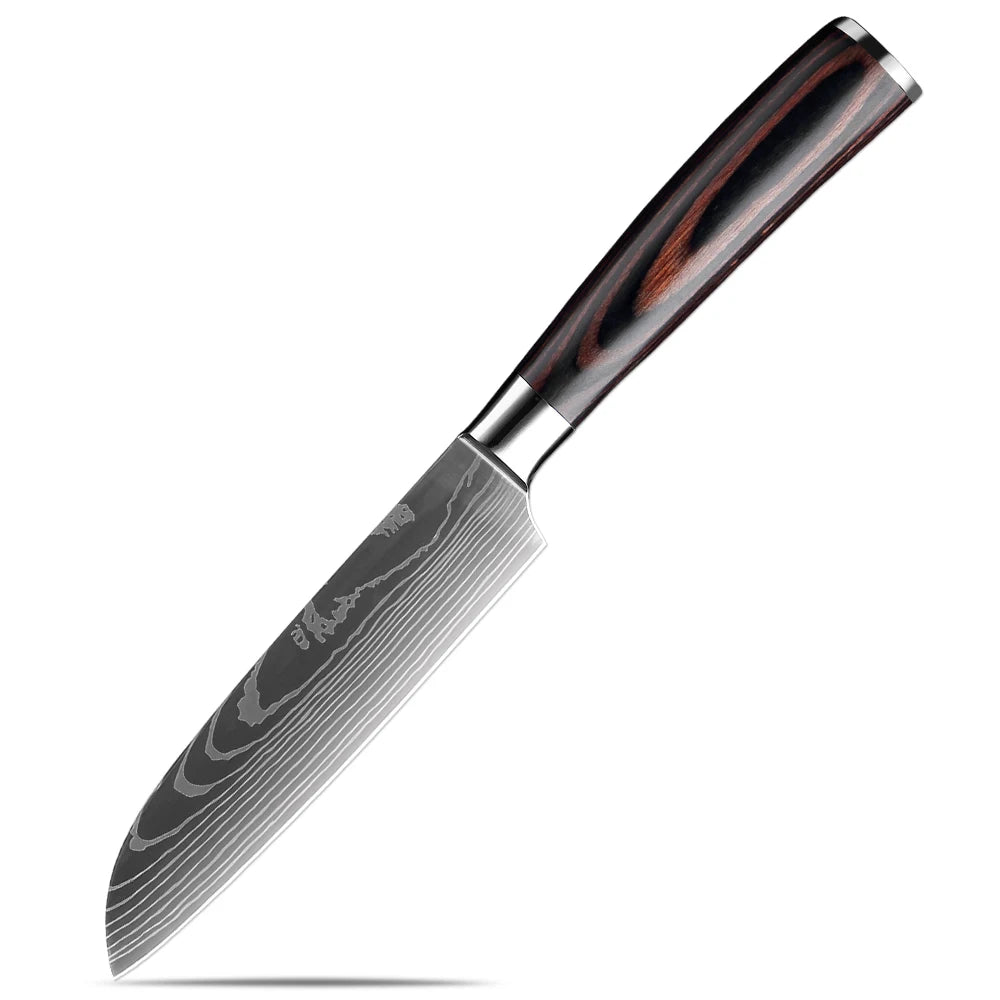 XITUO 5-Piece Chef Knife Set | Ultra Sharp Pakkawood Handle Kitchen Knife Set Qst Santoku Knife