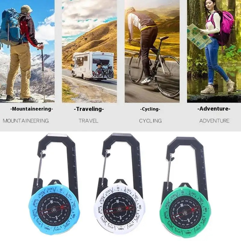 Luminous Compass Carabiner Keychain – Glow ABS Outdoor Tool Compass Keychain Qme