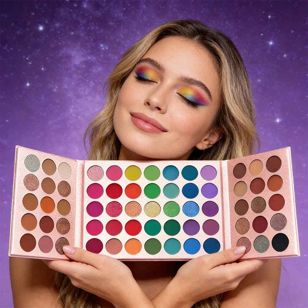 65-Color Rose Gold Eyeshadow Palette – Matte & Shimmer Eyeshadow Palette Qme