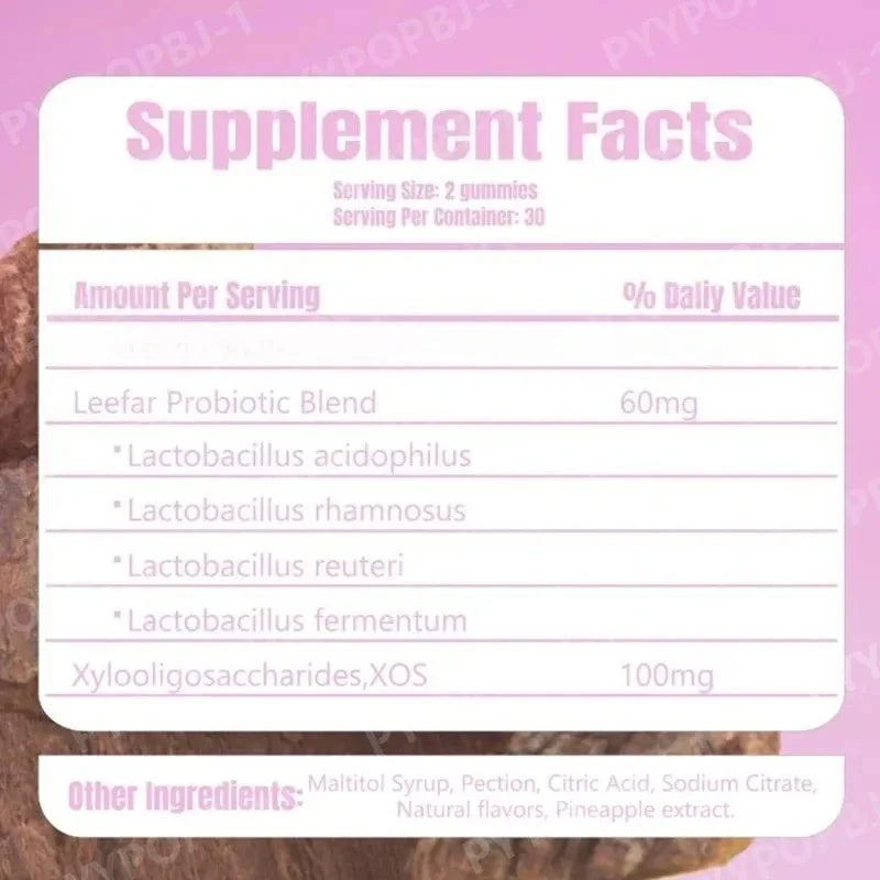 Probiotic Gummies Pineapple – Lactobacillus & Prebiotic XOS 60ct Probiotic Gummies Qst