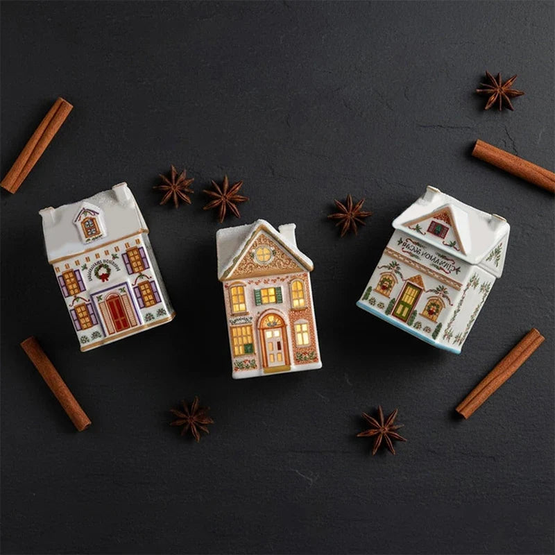 Mini Christmas Gingerbread House Spice Jars | Holiday Village Set Christmas Décor Jars Qme