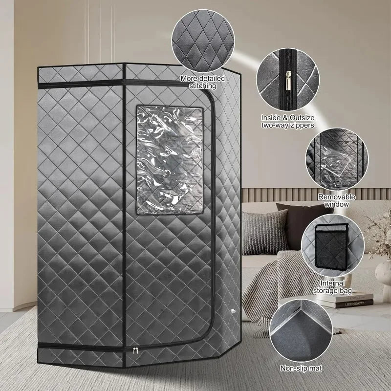 Portable Home Steam Sauna Tent – 1500W 4L Steamer & Folding Chair Steam Sauna Tent Qst