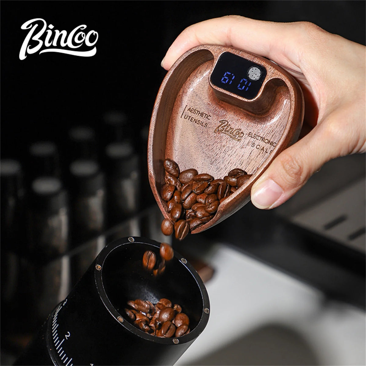 Bincoo Intelligent Electronic Scale Kitchen Scale Professional Coffee Scale Portable Bean Tray Precise 0.1g Weight Rechargeable Qst