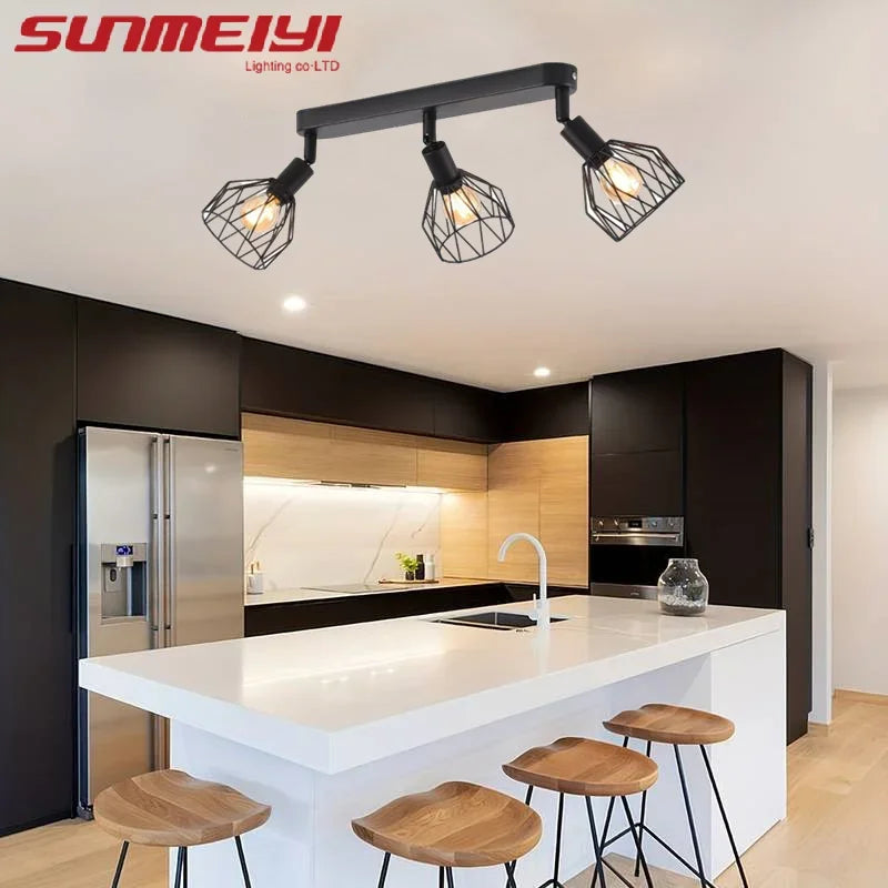Modern Black Ceiling Lamp – American Industrial Style Ceiling Light Fixture Qme