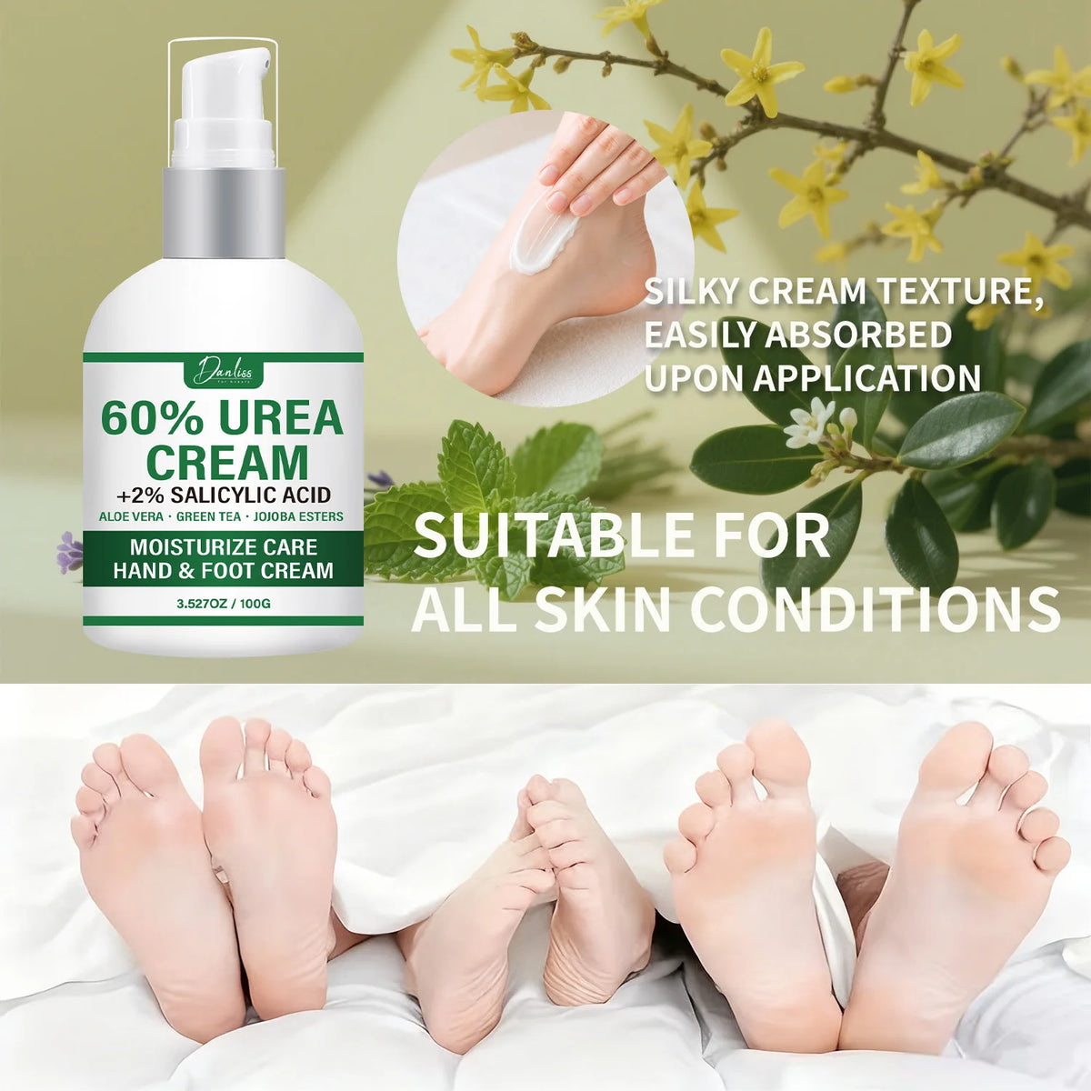 60% Urea Hand & Foot Cream – Salicylic Acid, Aloe & Green Tea Hand & Foot Cream Qst