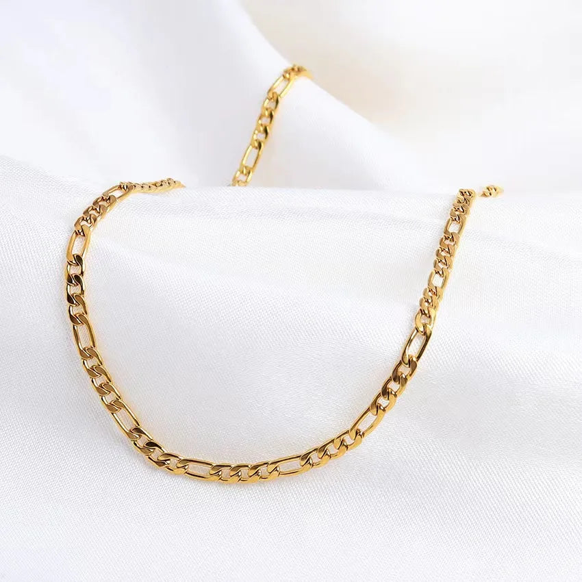 18K Gold Filled Sideways Chain Necklace for Men & Women Gold Chain Necklace Qme