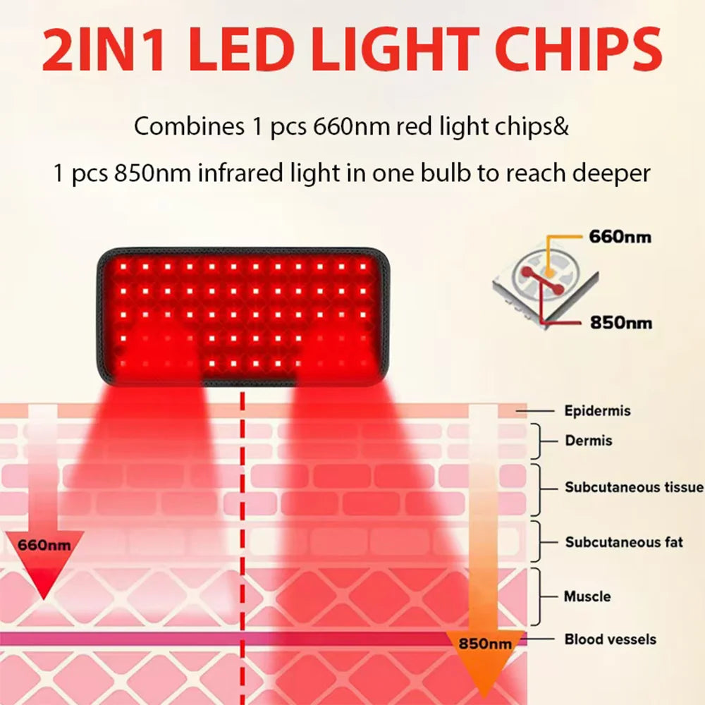 60 LED Red & Infrared Light Therapy Belt 660nm 850nm Wrap Light Therapy Belt Qst