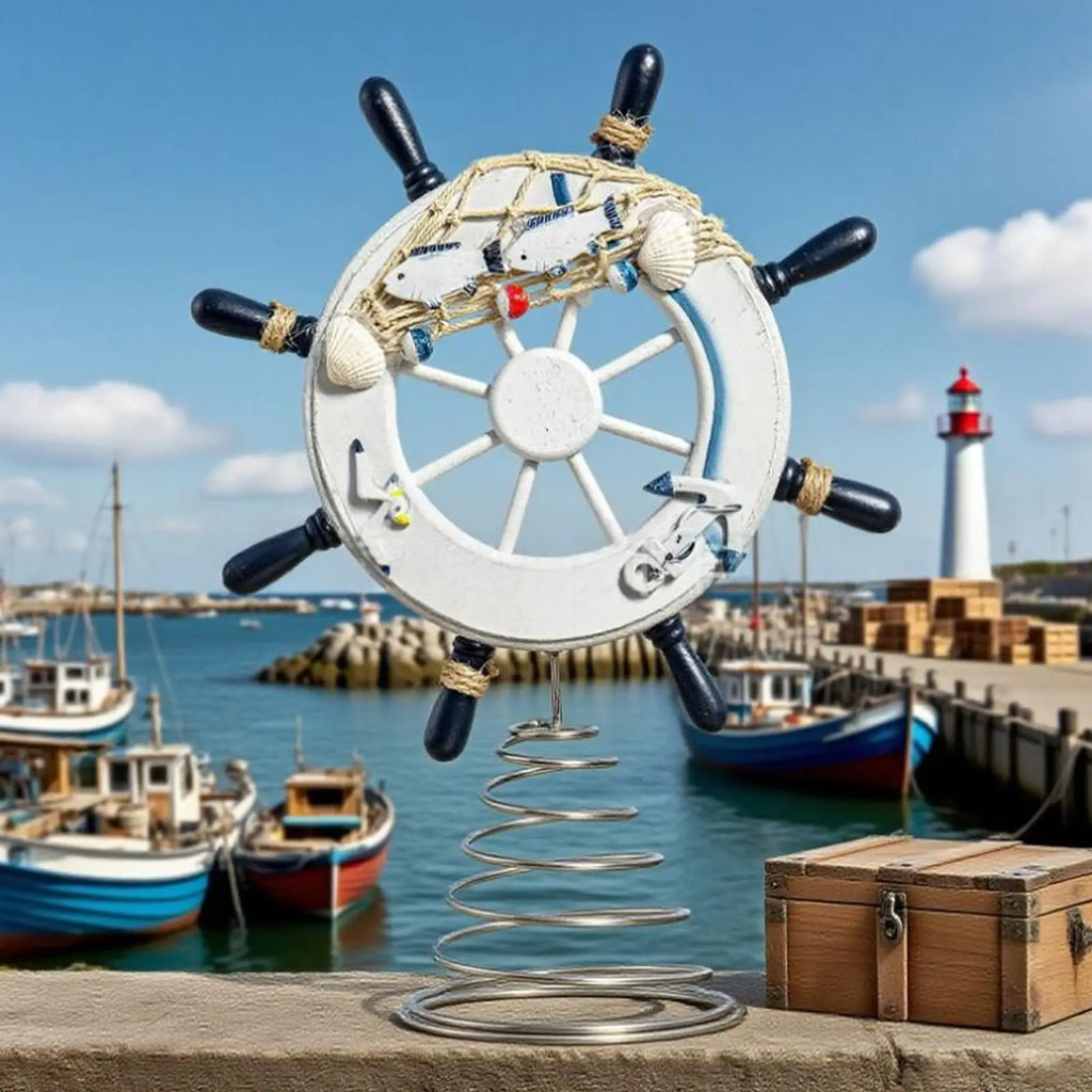 Ship Wheel Decor with Fishing Net – Coastal Nautical Accent Nautical Home Decor Qme