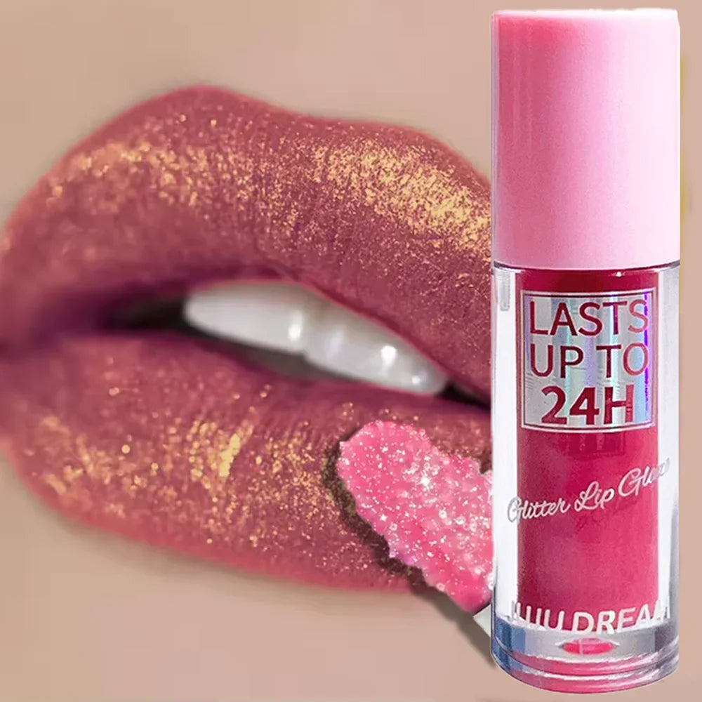 Glitter Lip Glaze Moisturizing Gloss Oil Tint – 4 Shades Glitter Lip Gloss Qme