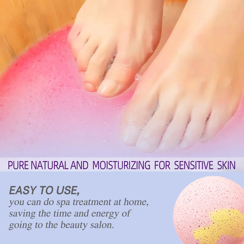 Rose Fizzy Foot Soak Balls – Exfoliating Moisturizing Spa Set 6pc Foot Soak Bath Balls Qst