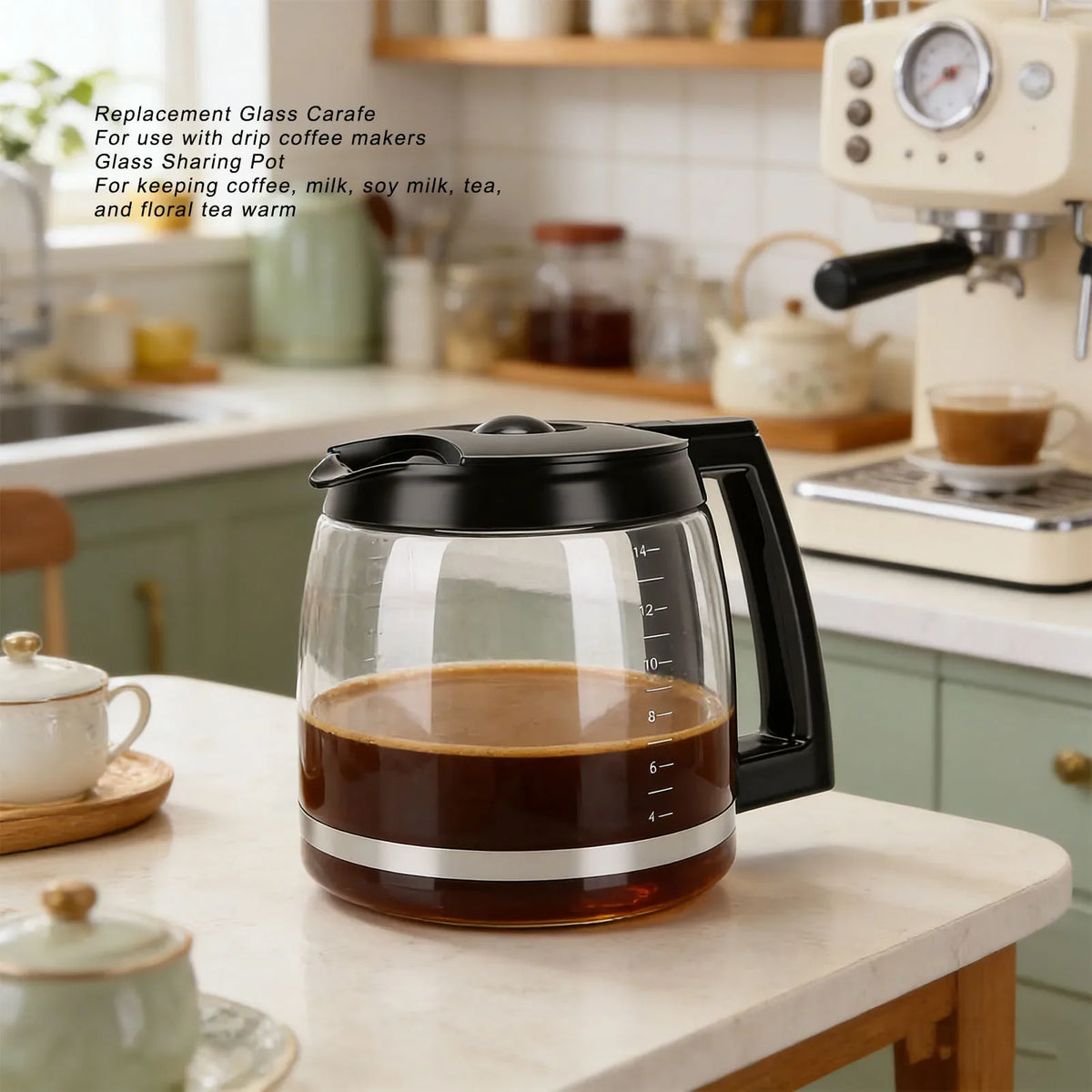 Glass Coffee Carafe Heat-Resistant Handle | Easy Clean Coffee Carafe Qme