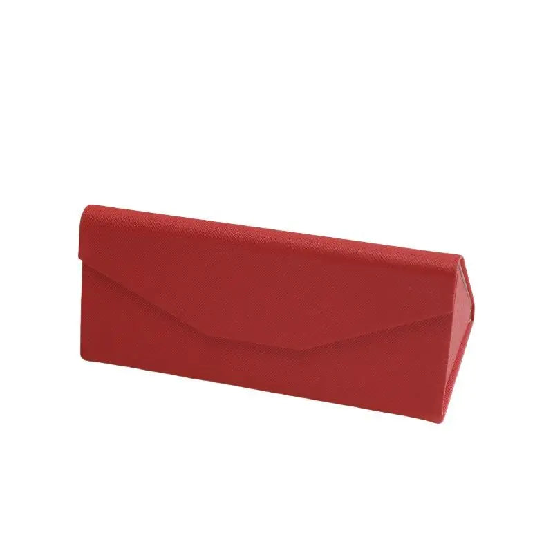 Triangle Glasses Case – Waterproof Folding PU Leather Eyeglass Box Eyeglass Case Qst Red