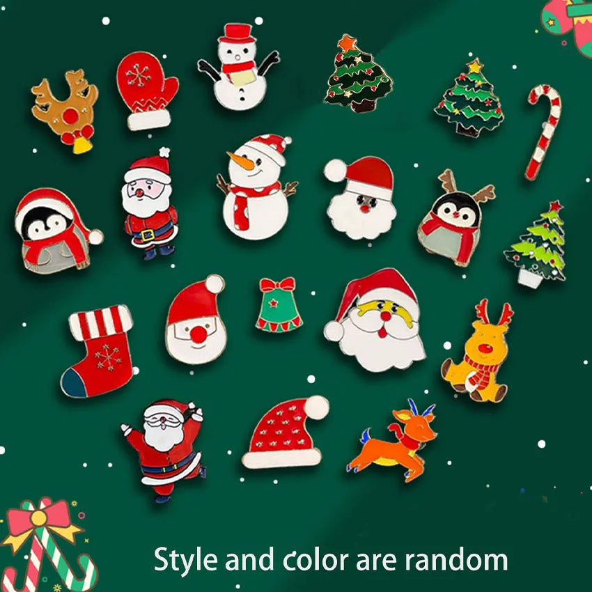 6-Piece Christmas Brooch Set – Santa, Reindeer & Snowman Fashion Brooch Set Qst