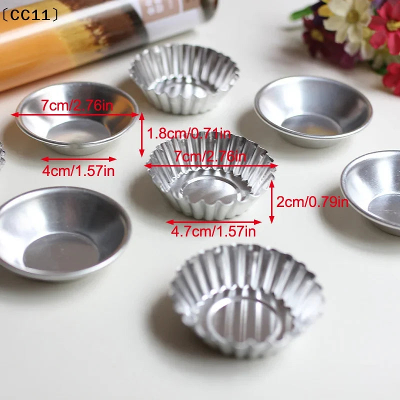 Non-Stick Aluminum Egg Tart Mold Flower Shape | Reusable Baking Mold Qme