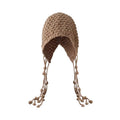 Women's Knitted Winter Beanie – Windproof Tassel Ear Cover Hat Knitted Winter Beanie Qst A4