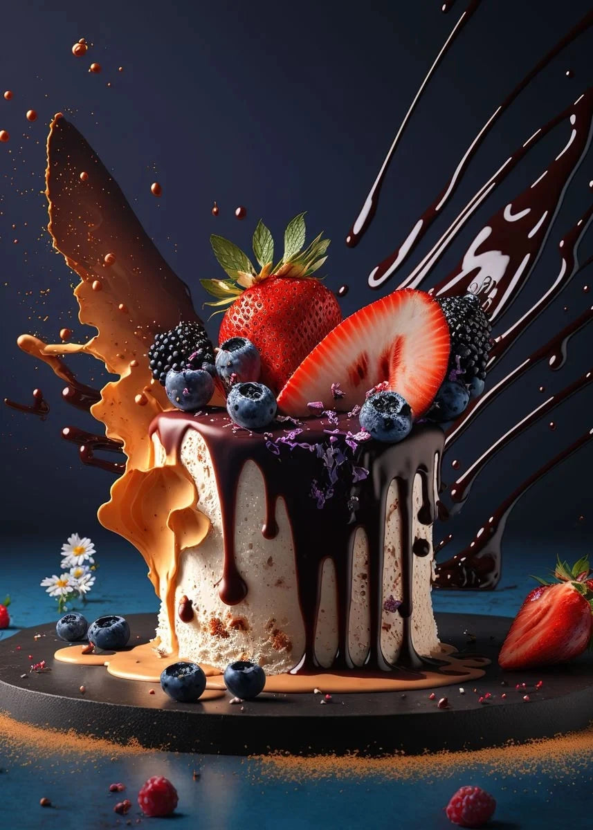 Chocolate Dessert Cake Canvas Wall Art – Kitchen & Bakery Decor Canvas Wall Art Qst F 30X40cm No Framed
