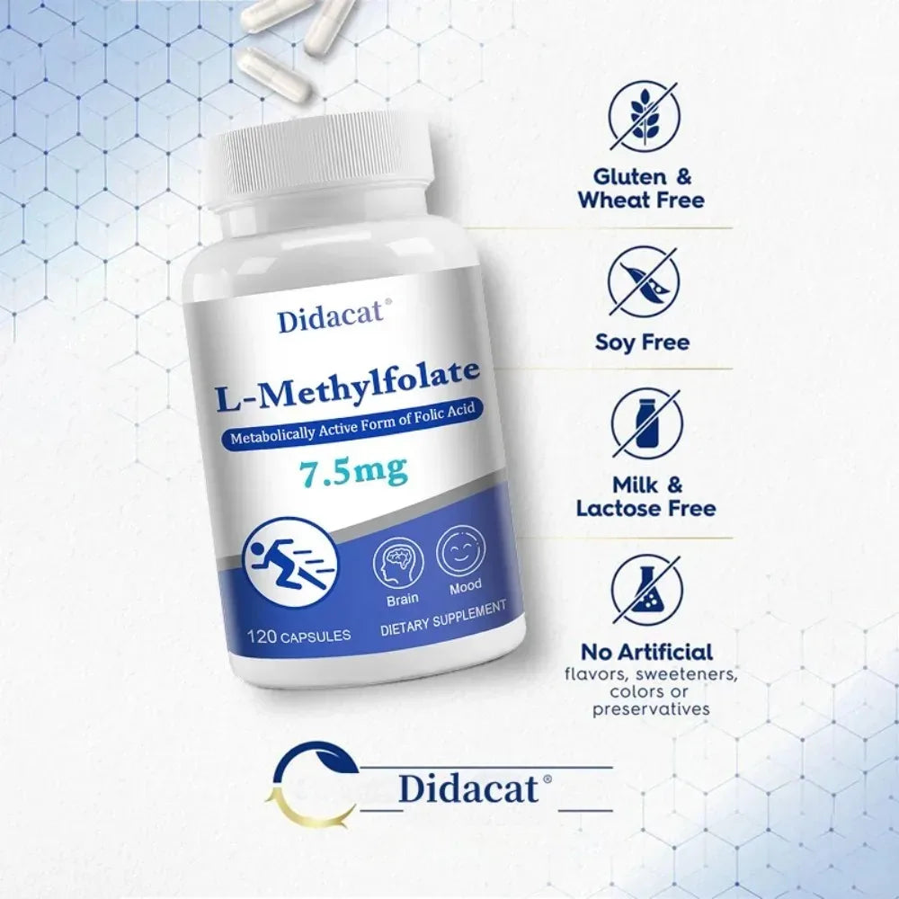L-Methylfolate Capsules – Active Folate, Non-GMO | Didacat Folate Supplement Qst