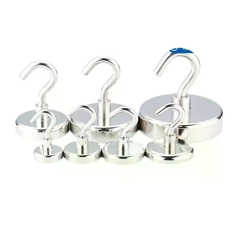 No-Drill Magnetic Hooks | N38 Electroplated Stainless Steel Magnetic Hooks Qme