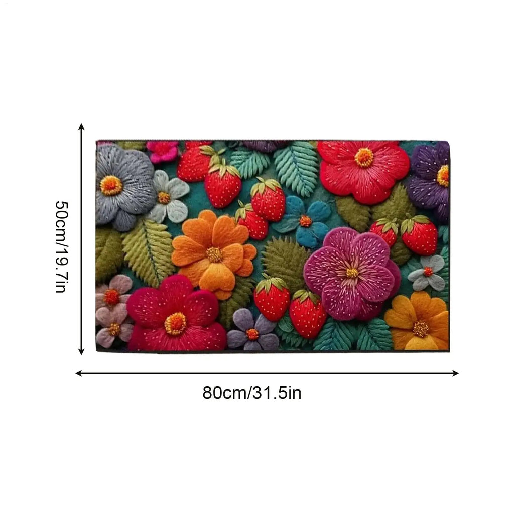 Retro Anti-Slip Kitchen Doormat 20x32 Inch | Soft Polyester Rug Kitchen Floor Mat Qme