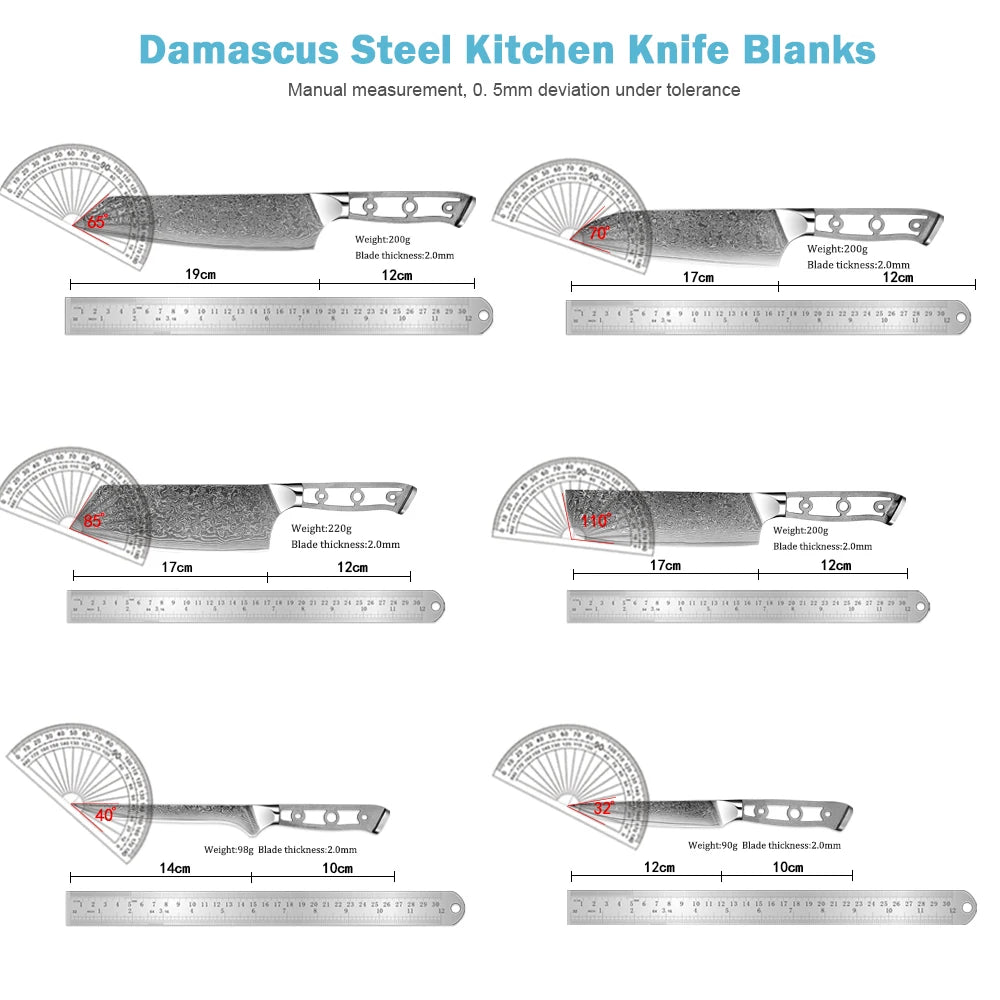 XITUO Damascus Steel Chef Knife Set 1-6 PCS – DIY Blank Blade Damascus Chef Knife Set Qst