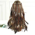 Boho Feather Headpiece – Braided Cord Orange Plumage Boho Hair Headpiece Qme Original Color