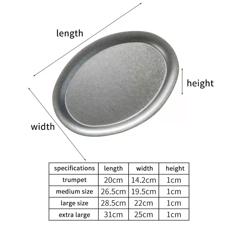 Japanese Vintage Oval 304 Stainless Steel Dessert Plate Stainless Steel Plate Qme