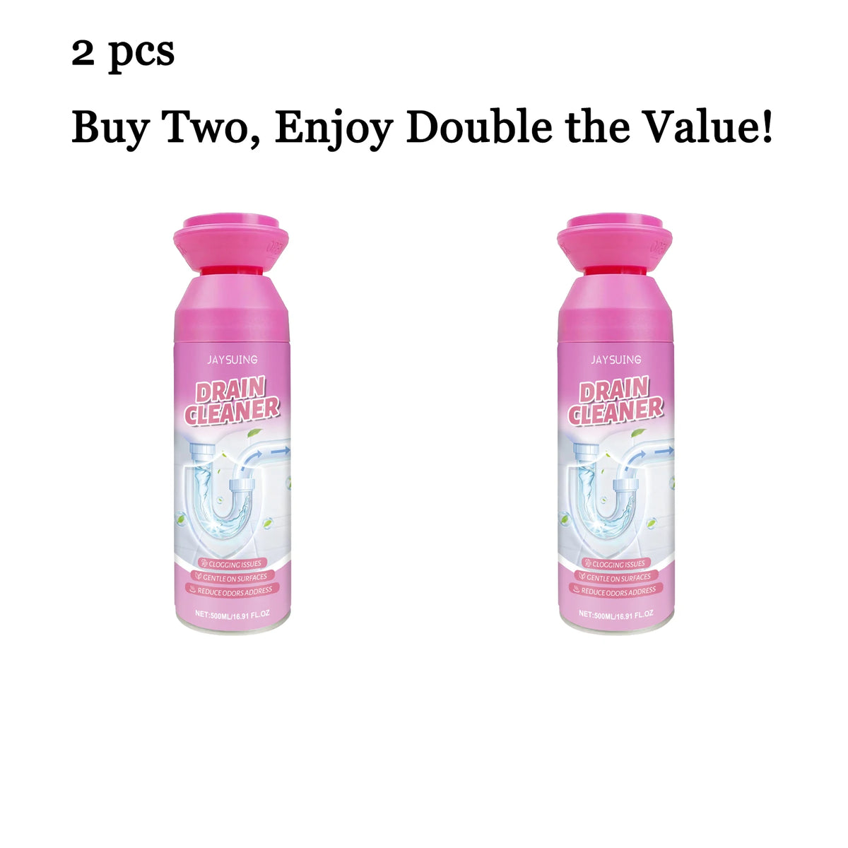500ML Pipe Cleaner – Powerful Drain Unclogger & Odor Remover Drain Pipe Cleaner Qst 2 pcs