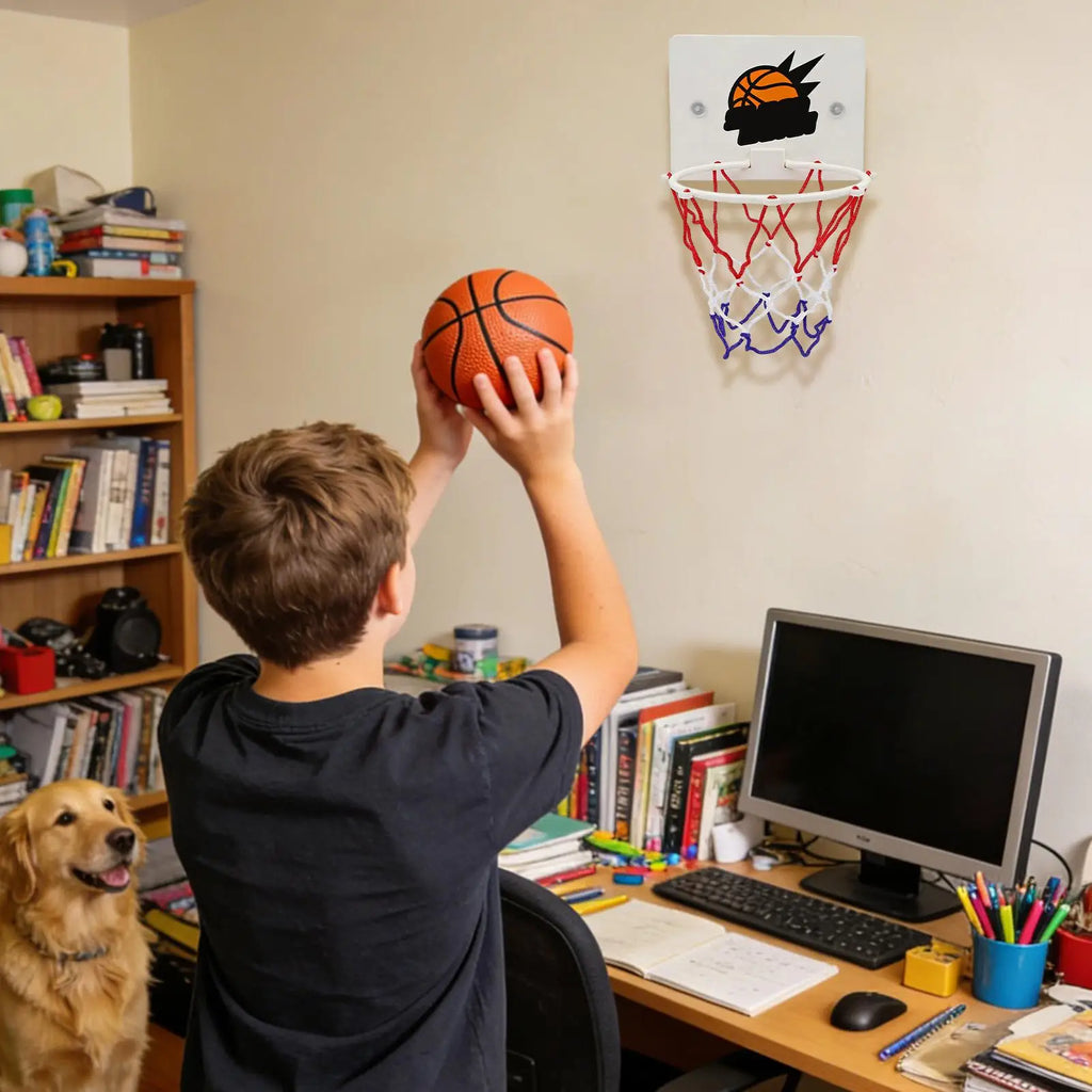 Kids Mini Basketball Hoop – Suction Cup, No Drilling, Indoor Kids Indoor Hoop Game Qme