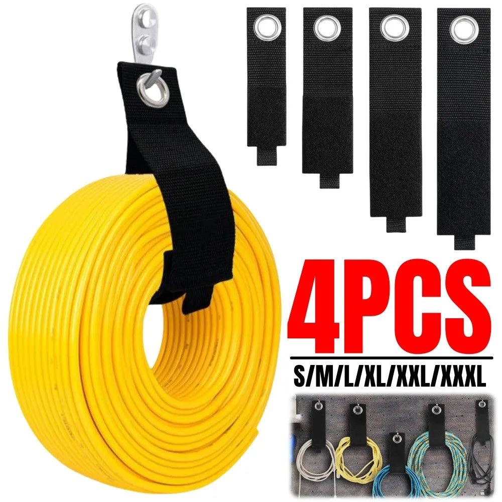 Heavy-Duty Reusable Nylon Cord & Hose Storage Straps 4-Pack Cord Storage Straps Qme