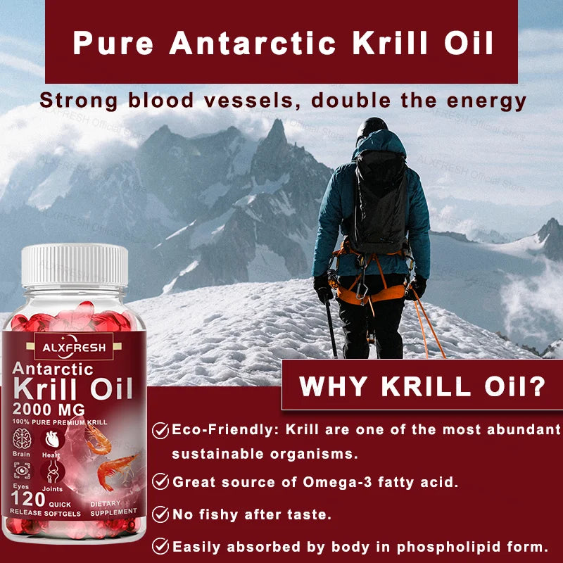 Antarctic Krill Oil 2000mg – Omega-3 EPA DHA + Astaxanthin Omega-3 Supplement Qst