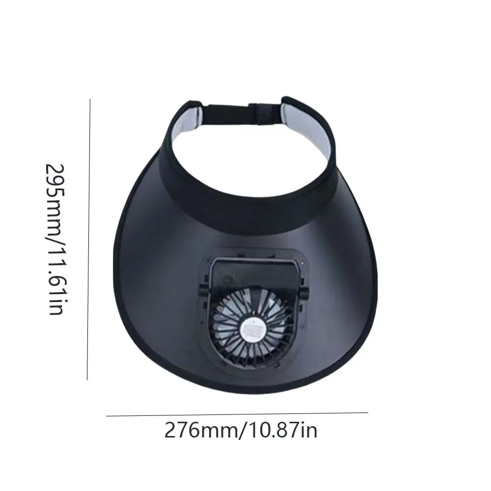 USB Rechargeable Cooling Fan Hat – Breathable Wide Brim Sun Cap Cooling Fan Hat Qme