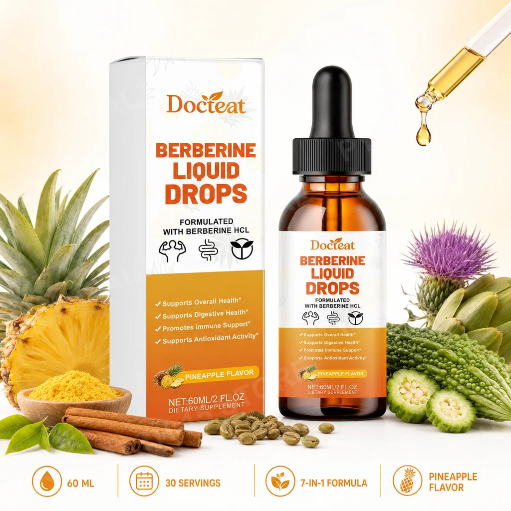 Docteat Berberine HCl Liquid Drops – Ceylon Cinnamon 60ml Liquid Supplement Drops Qst