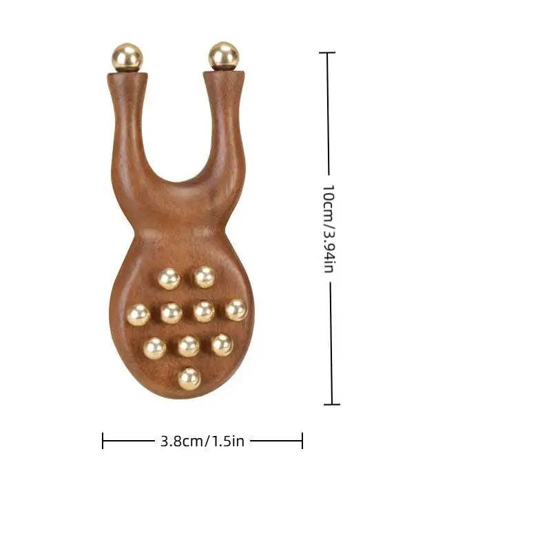 Frog Gua Sha Face Massager – Brass Beads & Sandalwood Handle Gua Sha Massager Qst