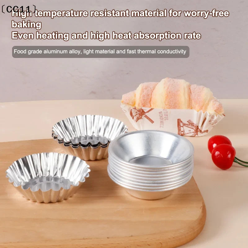 Non-Stick Aluminum Egg Tart Mold Flower Shape | Reusable Baking Mold Qme