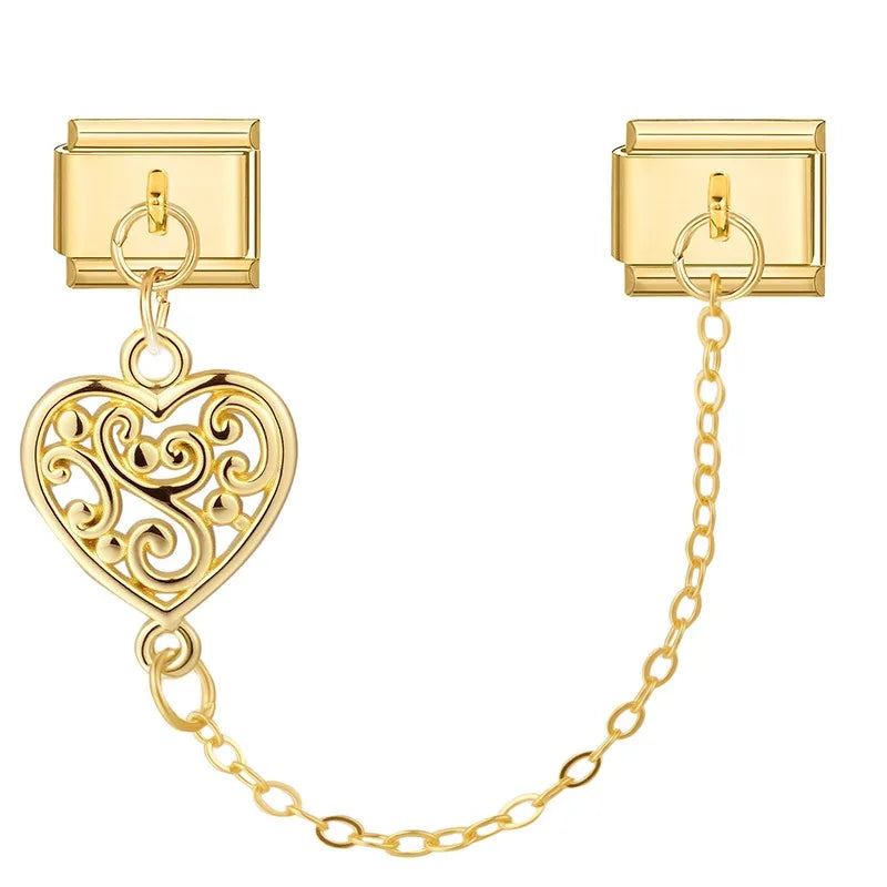 Zircon Heart Moon Stars Planet Italian Charm Links | 9mm Fit Italian Charm Links Qme S 36