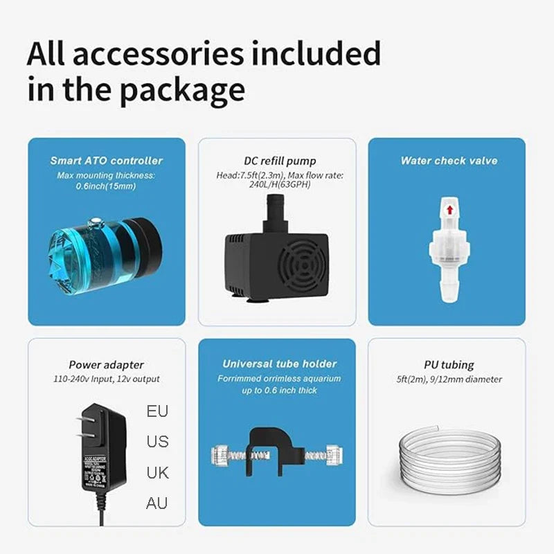 Fzone ATO380 Aquarium Auto Top-Off Water Refilling System Aquarium Auto Top-Off System Qme