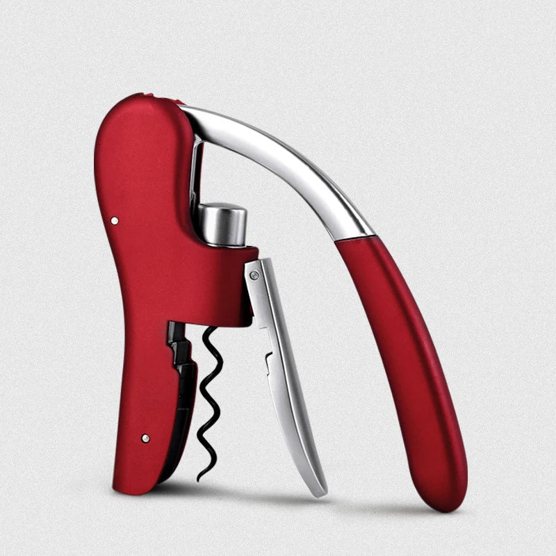 Wine Corkscrew Lever Push Bottle Opener – Gift for Wine Lovers Wine Corkscrew Opener Qme Red