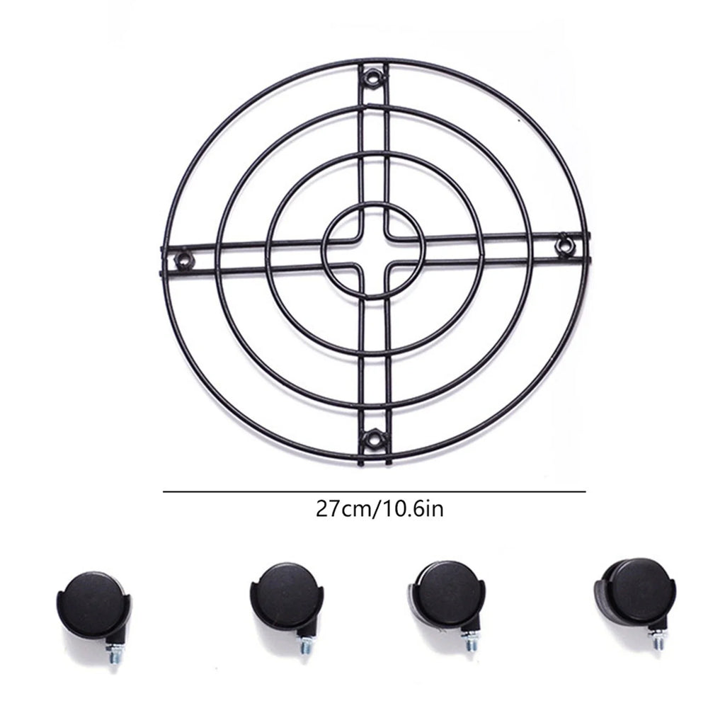 Heavy Duty Iron Plant Stand with Wheels – Round Pot Rack Rolling Plant Stand Qme