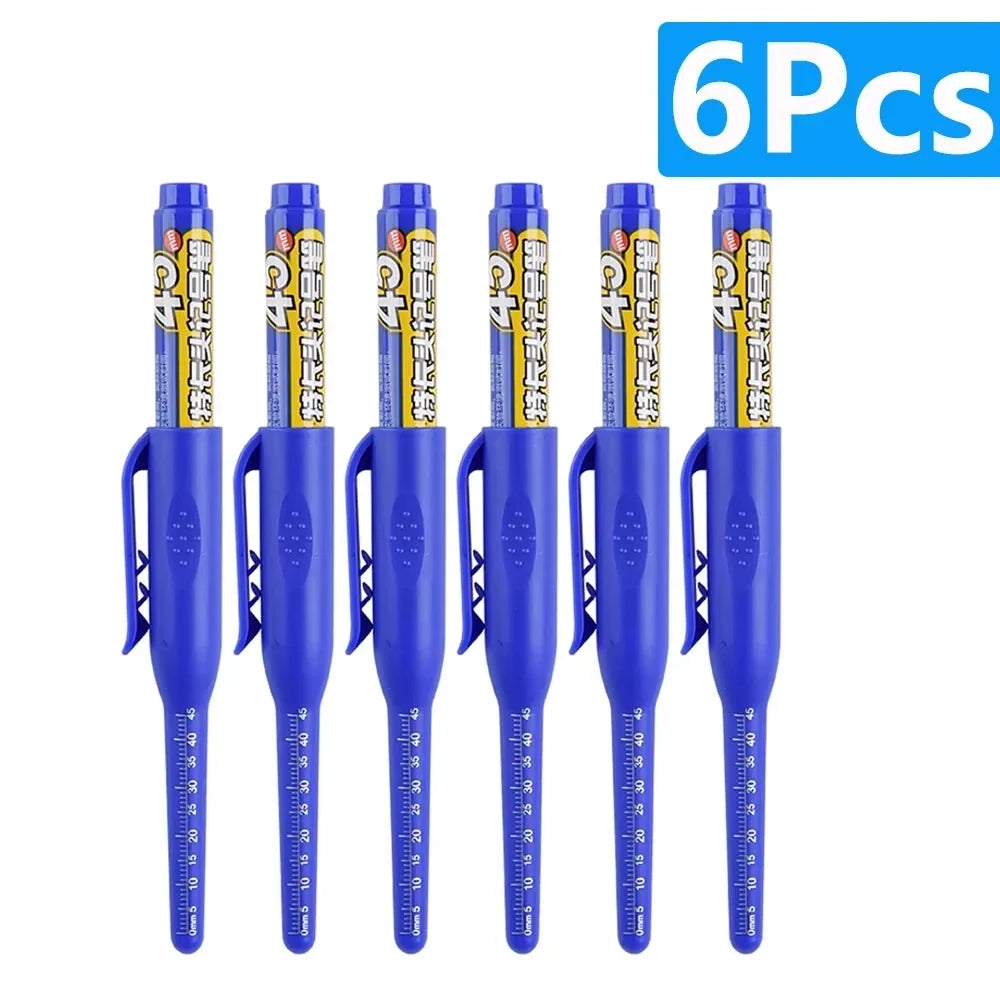 Waterproof Deep Hole Marker Pen – Long Nib, 6-Pack Deep Hole Marker Pen Qme 6pcs Blue