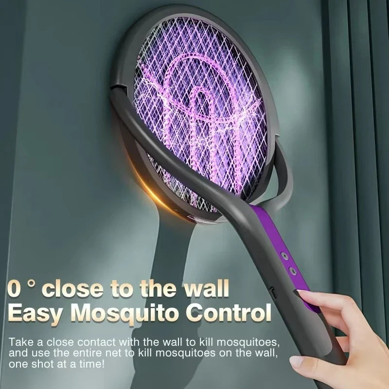 2-in-1 Mosquito Killer Lamp & Retractable Swatter USB Rechargeable Electric Mosquito Swatter Qme