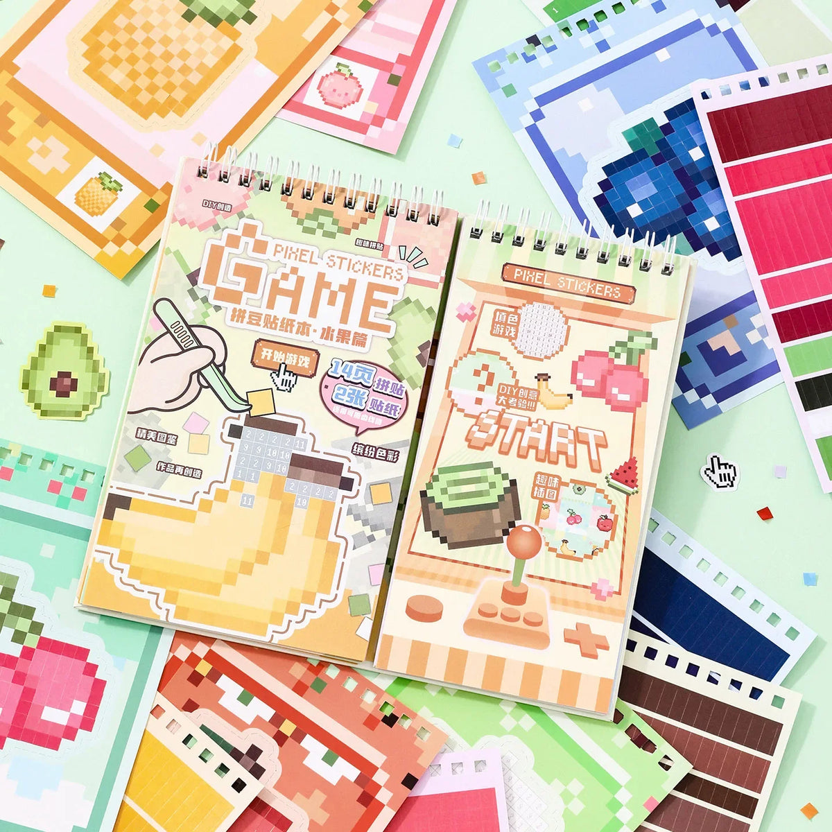 36-Sheet Pixel Bead Sticker Book – Gaming Console DIY Craft DIY Sticker Book Qme