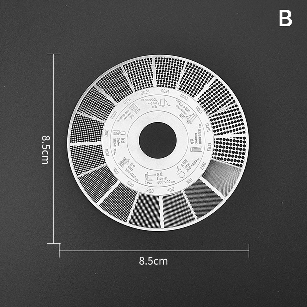 Coffee Grind Size Reference Card | Stainless Steel Comparison Tool Coffee Grind Reference Card Qme B