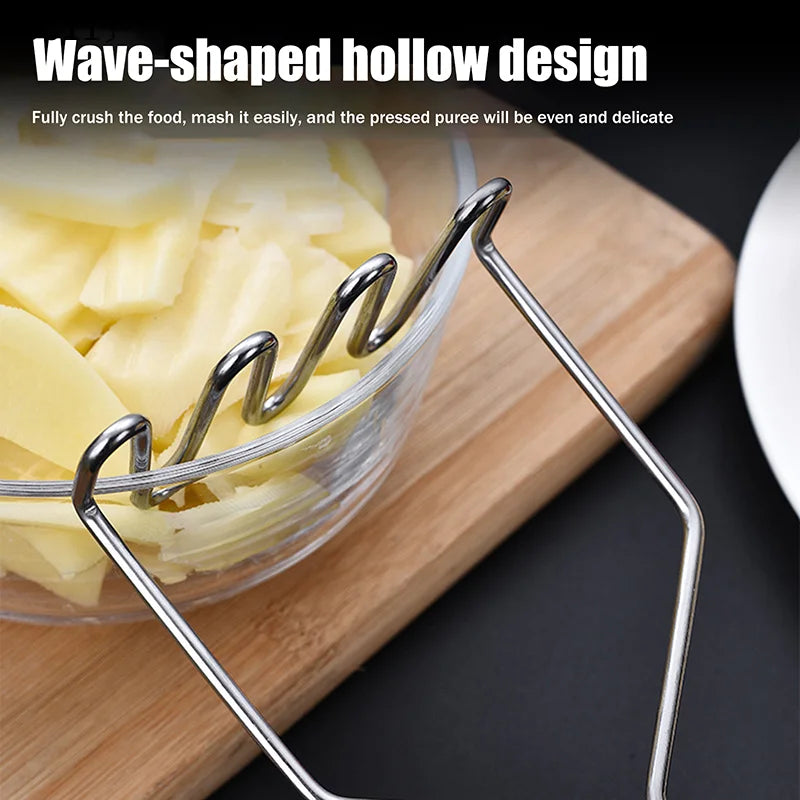 Stainless Steel Wave Potato Masher – Vegetable & Fruit Puree Potato Masher Qme