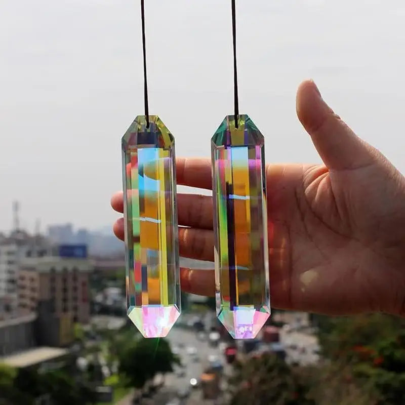 Crystal Prism Sun Catcher Wind Chime Long Pendant – Rainbow Decor Crystal Sun Catcher Qme